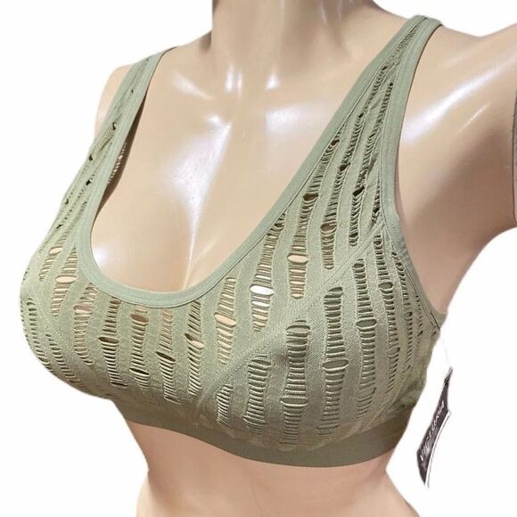 Victoria’s Secret Seamless Comfort Sexy Unlined Mesh  strappy sport bra Green M - Picture 5 of 5